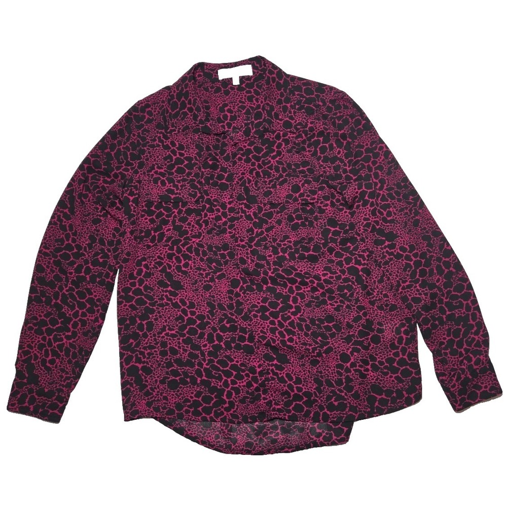 Women's Maroon And Black Snakeskin Pattern Blouse. Fever Brand Size Medium